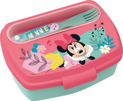 Sandwich Box Mädchen DISNEY Minnie mit Besteck, Kunststoff Ohne Bpa , Waschbar E