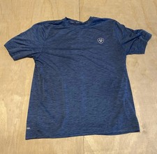 Ariat Tek Blue Short Sleeve Polyester Graphic Print T Shirt American Flag Medium