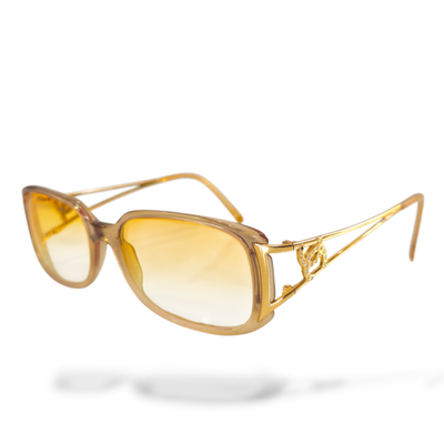 Vintage Chanel rectangular Sunglasses Y2K CC Logo narrow GOLD 3068