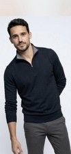 Men  s Quarter-Zip Pullover Sweater   Classic Fit   Black   Stylish  Versatile
