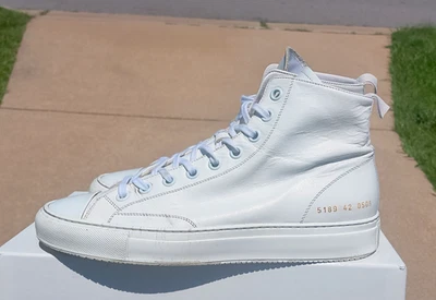 Common Projects Achilles high-top EU 42 US 9/9.5 White 5189 COA $425 EUC - Image 1 of 4