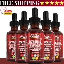Clean Nutra Berberine with Ceylon Cinnamon Supplement Liquid Drops 5pack