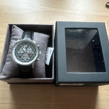 Citizen Mens Eco Drive World Time  Date 100MT WR Leather Strap Watch H500S055148