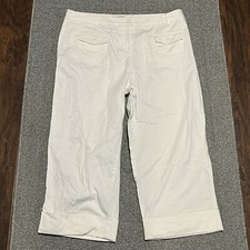 Vintage Evelyn  Arthur Crop Pants Womens Size 16 White Chino Lightweight Cuffed