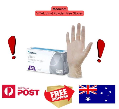 Medicom Vinyl Clear Powder Free Gloves Medium 100pcs, kitchen medical AU STOCK! 