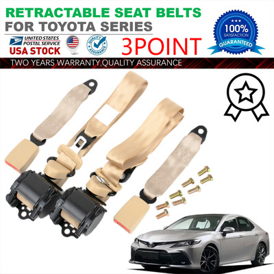Beige 3 Point Seat Belt Set Retractable & Adjustable For Toyota Sequoia Replace