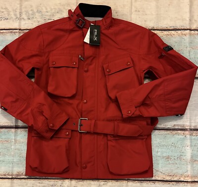 New RLX Ralph Lauren Metro Belted Utility Safari  Belted Red Jacket Men s Small