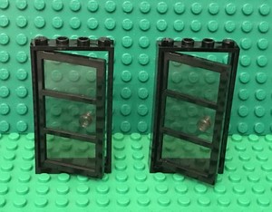 1x Door Porte 1x4x6 stud handle poignée trans black noir fumé 60616 NEUF Lego