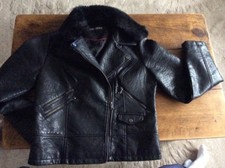 Steve Madden Faux Black Leather Jacket With Faux Fur Collar Size Large