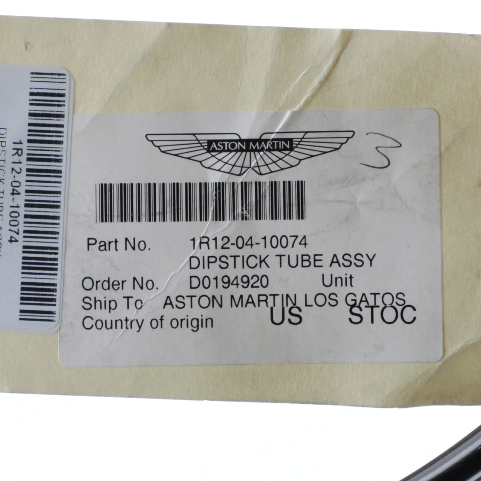 GENUINE ASTON MARTIN DIPSTICK TUBE ASSEMBLY OEM NEW 1R12-04-10074