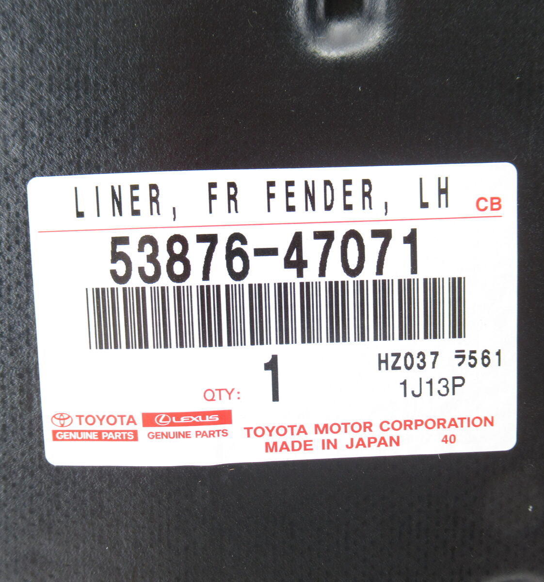 OEM Toyota 5387647071 Front Fender Liner LH Prius 5387647071 for sale