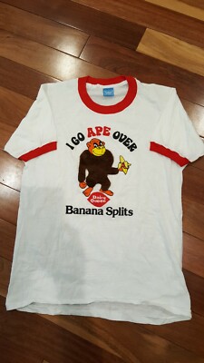 1970-80s Dairy Queen''I Go Ape Over Banana Splits'' Ringer T-Shirt - Furry Ape XL
