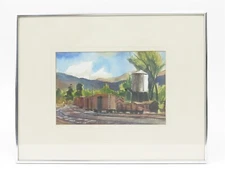 Larry Iwerks, Listed CA Oaks Group Artist Watercolor "Train Yard Oaxaca, Mexico"