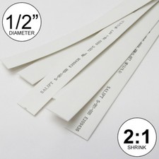 1/2" ID White Heat Shrink Tube 2:1 ratio 0.5" 5x24" 10 ft inch/feet/to 13mm