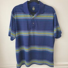 PGA Tour Pro Series Blue Striped Golf Polo Shirt Short Sleeve Men's Large
