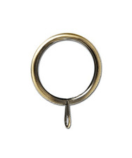SPEEDY 25mm - 28mm Antique Brass Metal Curtain Pole Rings with Fixed Hoop x 10