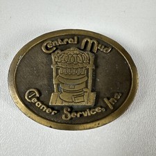 Central Mud Cleaner Service Inc Brass Belt Buckle Oilfield MIT Line USA