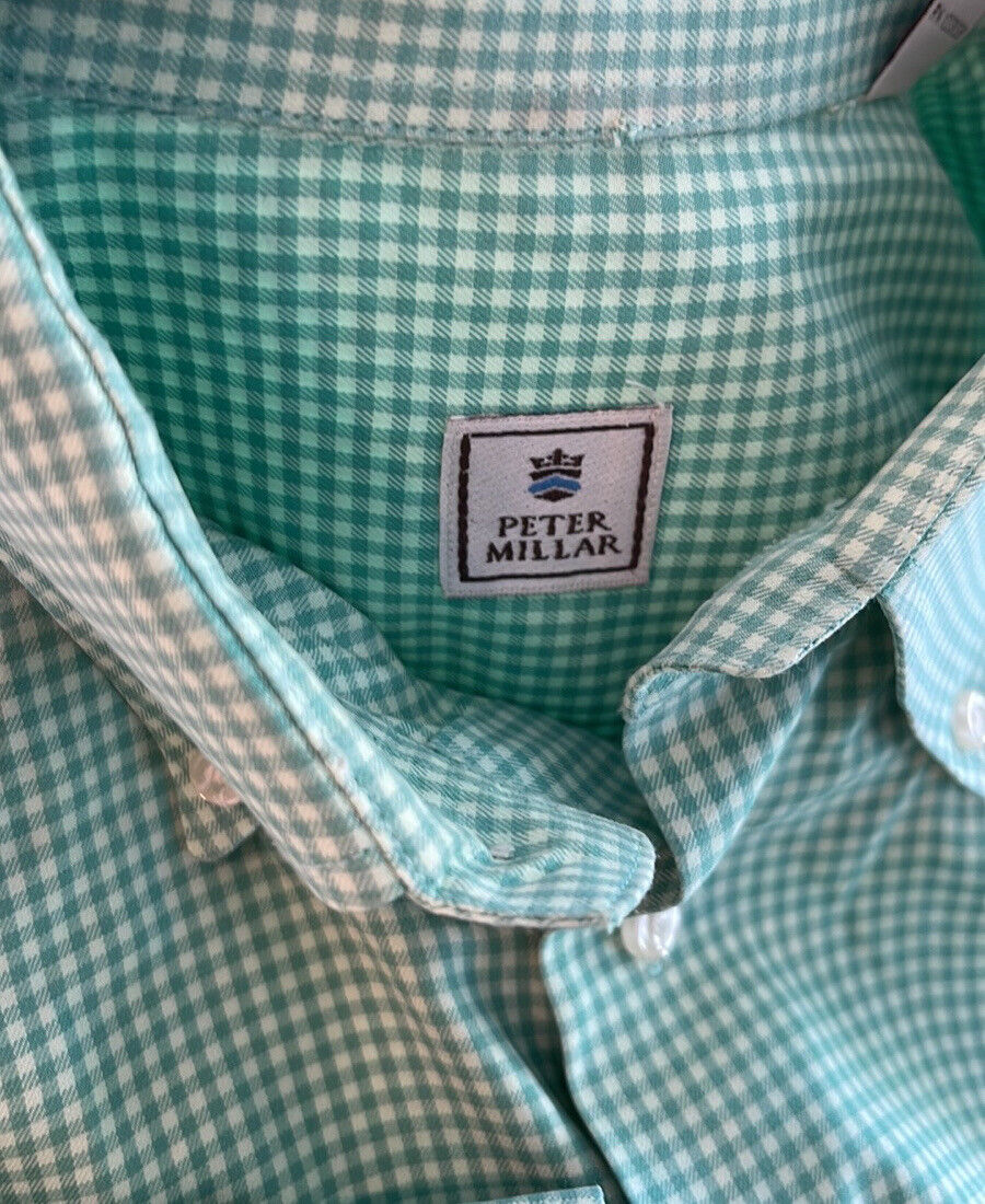Peter Millar Button Up Shirt Men's Large Green Ch… - image 3
