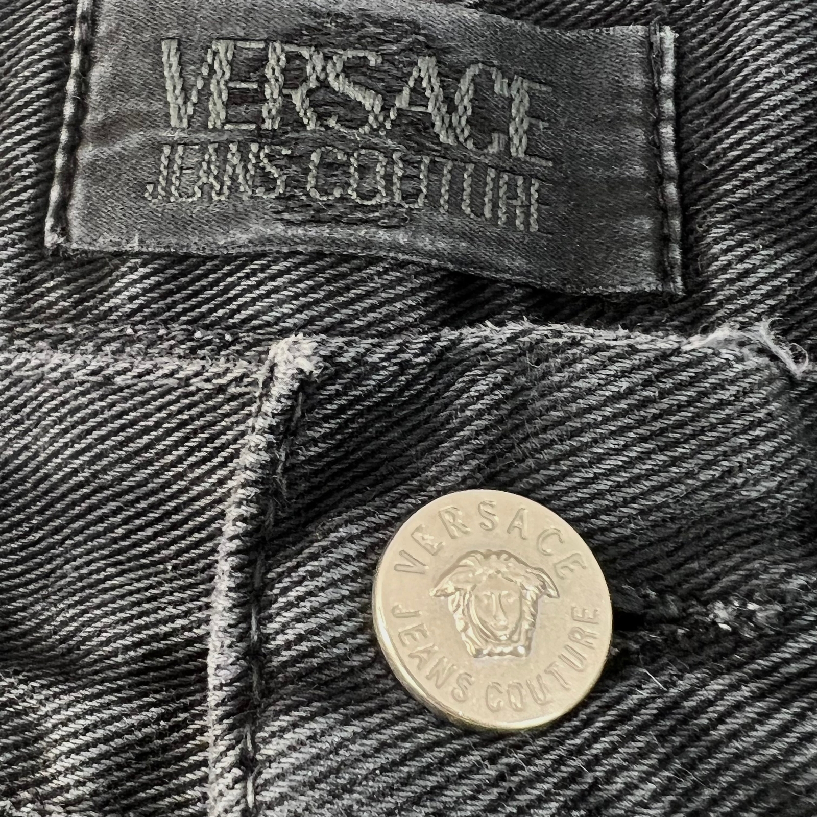 Vintage Versace Jeans Couture High Rise Faded Black S… Gem