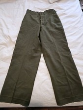 Vintage Military Trousers Pants Green Serge 100 Wool Slacks