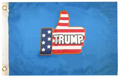 Trump Up Thumbs Up Blue Premium 100D Woven Poly Nylon 12''x18'' Flag Grommets