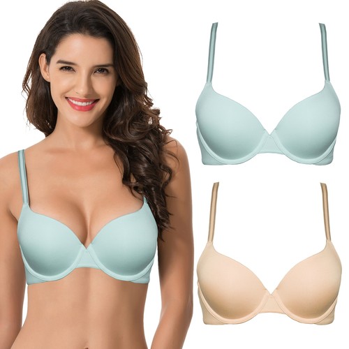 Women's Light Lift Add 1 Cup Push Up Underwire Convertible Tshirt Bra-2PK - 第 5/7 張圖片