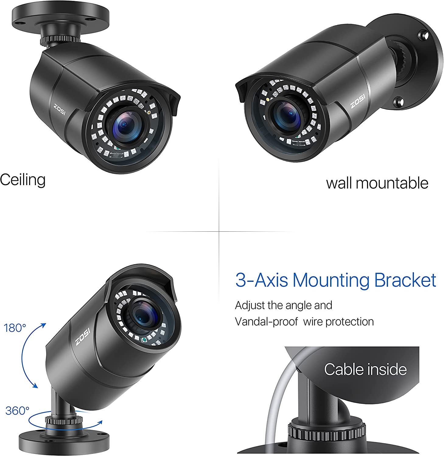 ZOSI 4-Camera 1080p HD Security System - Outdoor CCTV, Night Vision, Motion Alerts