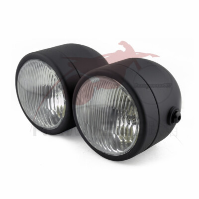 H4 Bulbs Twin Headlight Motorcycle Double Dual Lamp For Street Fighter Black