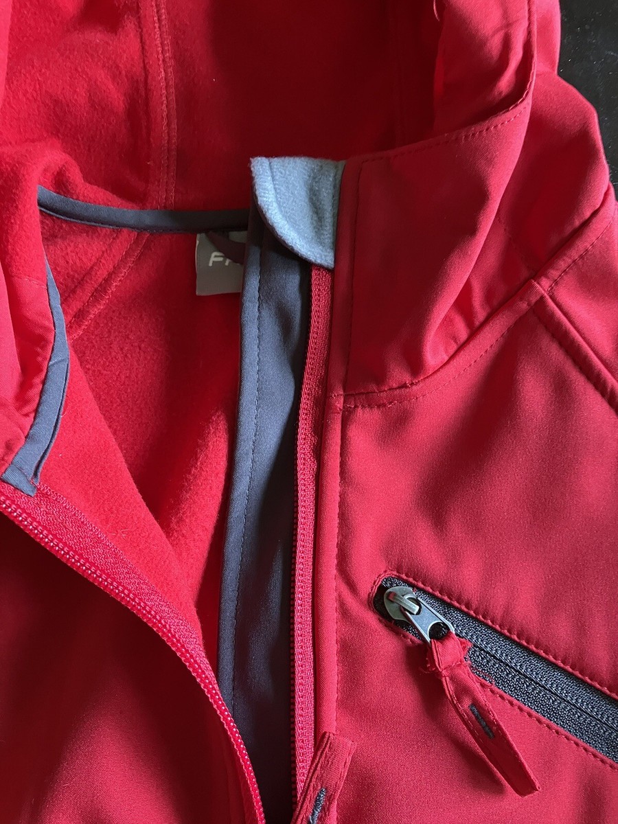 Free Tech Jacket Womens XS Red Hooded Coat Zip Up Soft shell