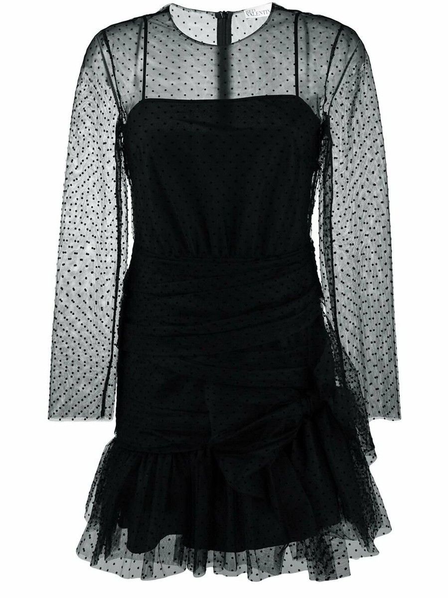 red valentino black bow dress Red Valentino Navy Short Sleeve Bow Baby Doll Mini Dress Size 6  The  Gallery of Wearable Art
