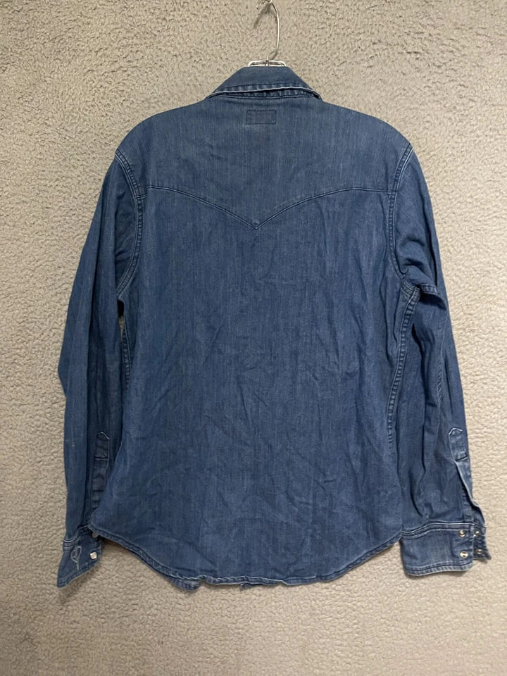 Hart N Dagger Shirt Mens Size Large Blue Denim Pearl Snap Bon Jovi Made in USA - Image 3 of 4