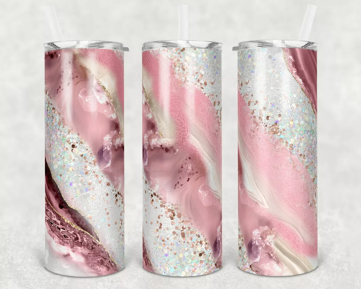 Pink and Glitter Personalized Tumbler, Sublimation Skinny Tumbler, Wine Mug