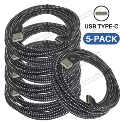 5Pack 10Ft USB to Type-C Cable Fast Charger Charging Data Sync Cord For Samsung