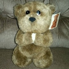 Vintage Gibson Bearing Blessings BEAR Brown Cream Praying 10in Plush NOS 1996