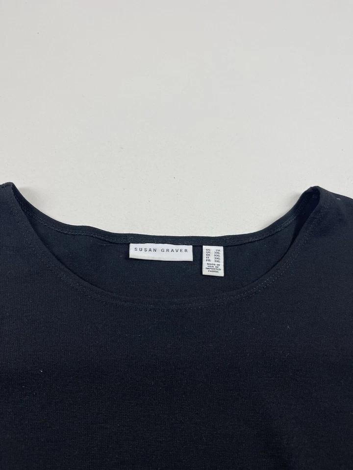 Vestido túnica Susan Graver para mujer talla 2X negro cambio midi con bolsillos Foto 4 de 4