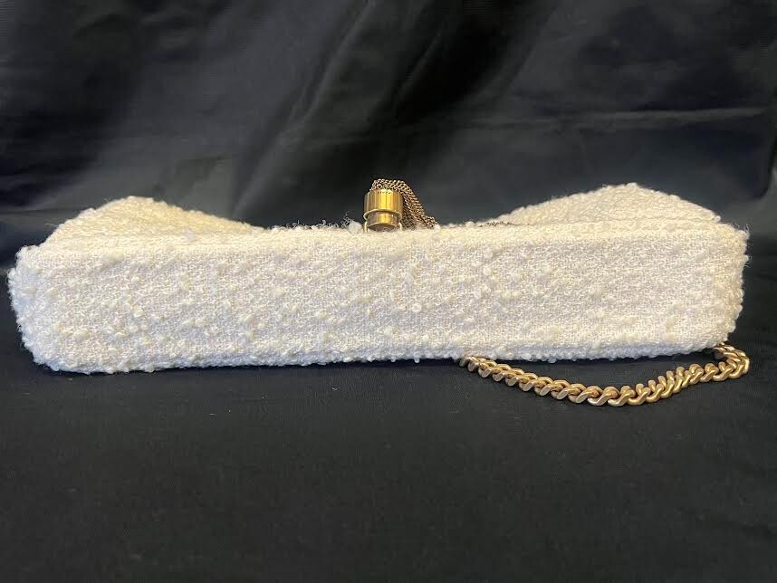 BORSA YSL SAINT LAURENT KATE 99 TWEED NAPPA CON TRACOLLA A CATENA CREMA