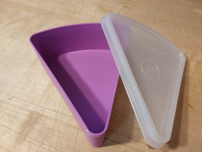 Vintage Tupperware Pie Slice Wedge Container - Teal with Lid