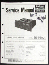 Technics by Panasonic SE-9600 Amplificatore Stereo Manuale di servizio riparazione originale