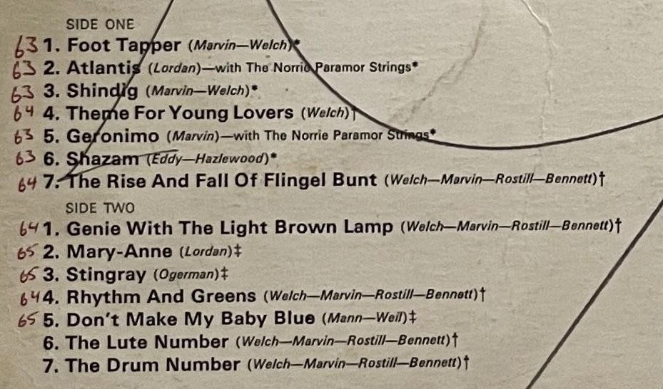 The Shadows More Hits! LP Columbia 33SX 1791 поп-рок (1965) Великобритании пресс vg- - Изображение 3 из 3