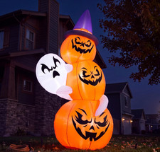 6FT Halloween Inflatable Pumpkin Ghost LED Outdoor Yard Decor Blow Up