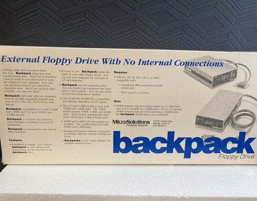 MicroSolutions 1430 Backpack Parallel Port 1.4mb/ 3.5" Floppy Drive *Read - Picture 7 of 8