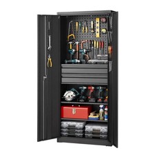 Uimoso Metal Storage Cabinet 180 lbs 70.87"Garage Unit with Pegboard and 2 Doors