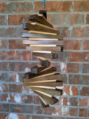 Handcrafted Wood Spiral Wind Spinner (13'' High) Unique Design, USA Made