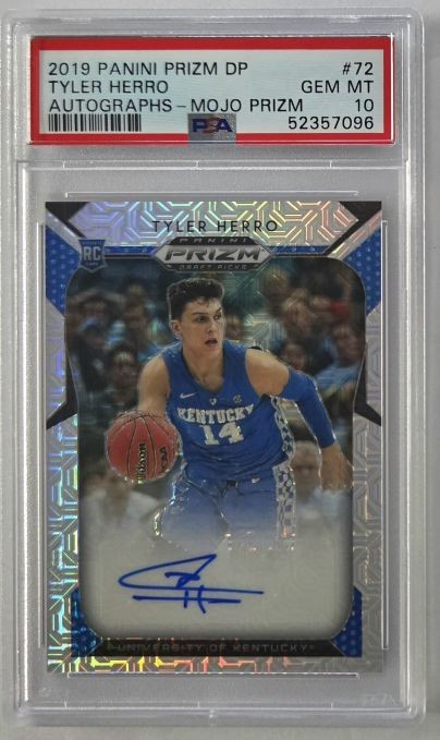 2019 Panini Prizm DP Tyler Herro Auto /10 Mojo Prizm Rookie #72 PSA 10