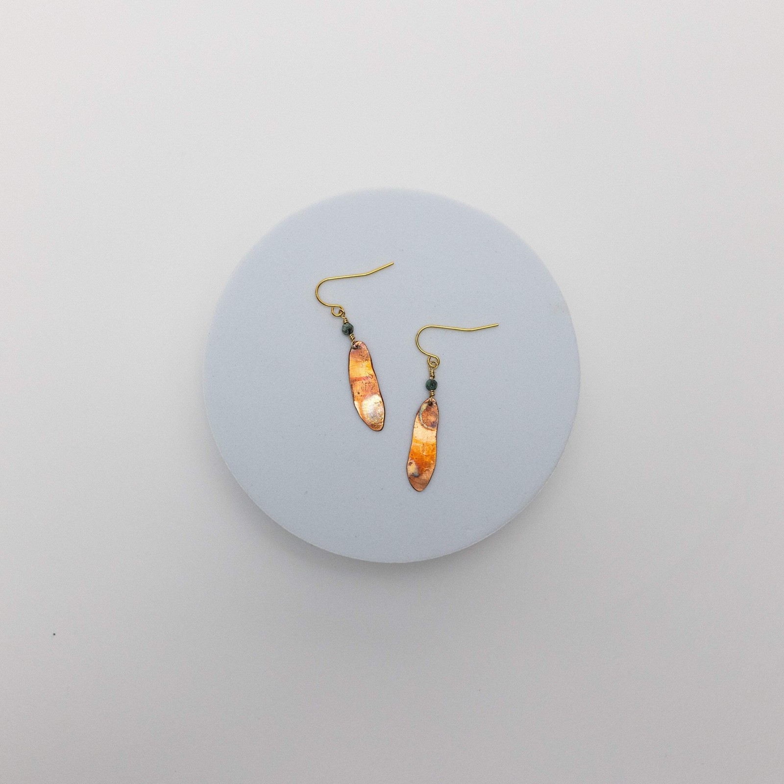 Take Flight Earrings | Repurposed Auto Shims | Jasper Bead with Copper Fire Pati
