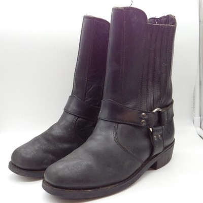 Grinders schwarze Leder Biker Stiefel Größe 8 halbhoch Cowboy Western