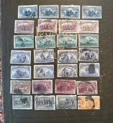 28 CLASSIC US Stamp Collection  of Columbian Issue Duplicates  1893 Used