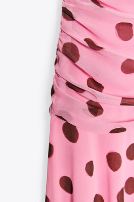 open lace back dress ZARA. Black dress with pink polka dots. Size XS  Hibuy market