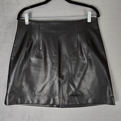 MM Lafleur Whitney Vegan Leather Black Mini Skirt Womens 10 NWT