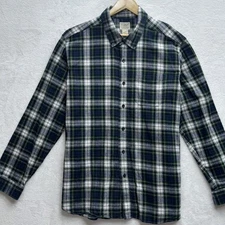 LL BEAN Flannel Shirt Mens Size Medium Scotch Plaid Traditional Fit Hiking